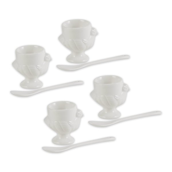 Rsvp International Porcelain Egg Cups & Spoons, 8PK NEST